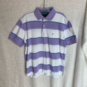 Men’s Tommy Hilfiger Polo Shirt purple white top size m medium